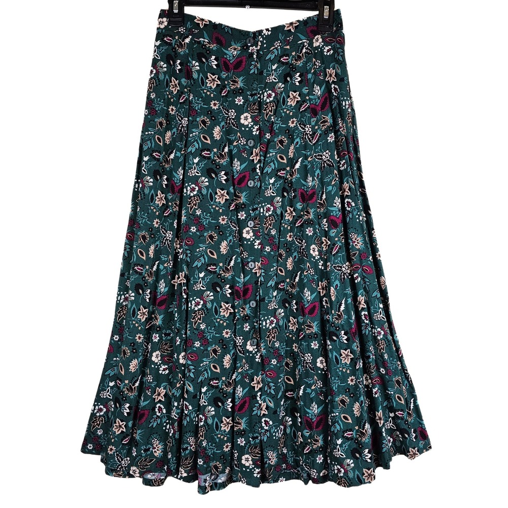 Sage Harbor Maxi Skirt Floral Print Elastic Waist Cottagecore Large L